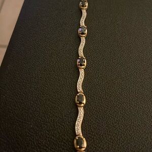 Goldtone 925”marked” sapphire bracelet